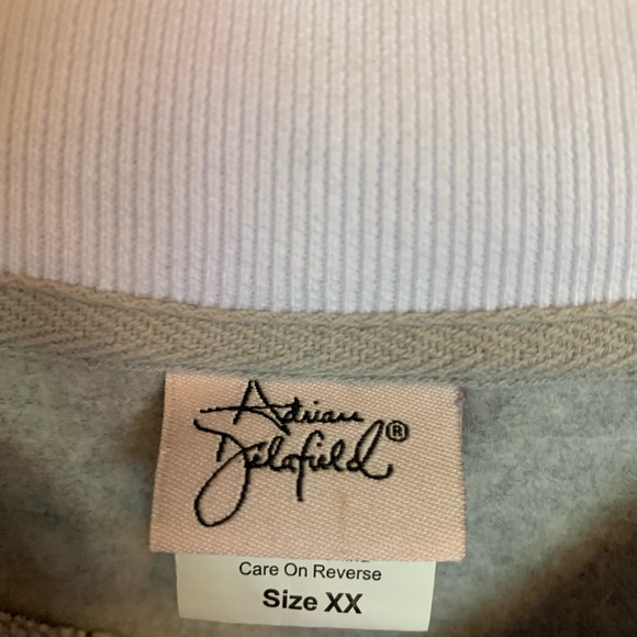 Adrian Delafield Gray Snowflake Collard Winter Holiday Sweatshirt Size 2X - Picture 8 of 15